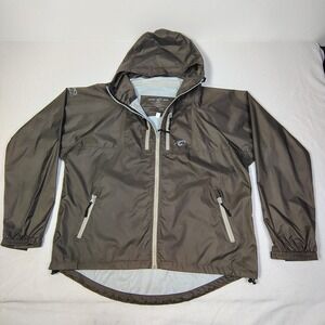 William Joseph Rain Jacket Mens XXL Brown Ripstop Hooded Fishing Shell Full Zip